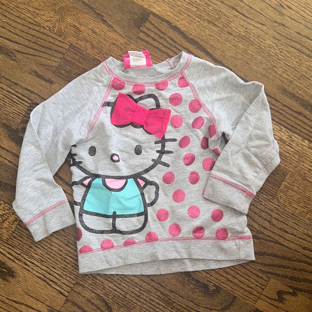 Hello Kitty Gray Sweatshirt with Pink Polka Dots